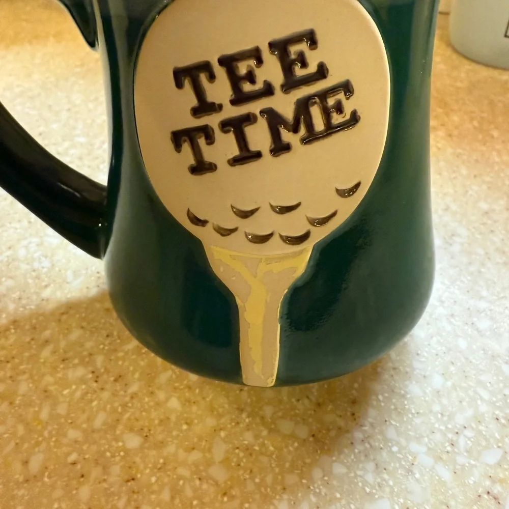 Golfers Green Tee Time Stoneware Mug 16oz Golf Ball Cup